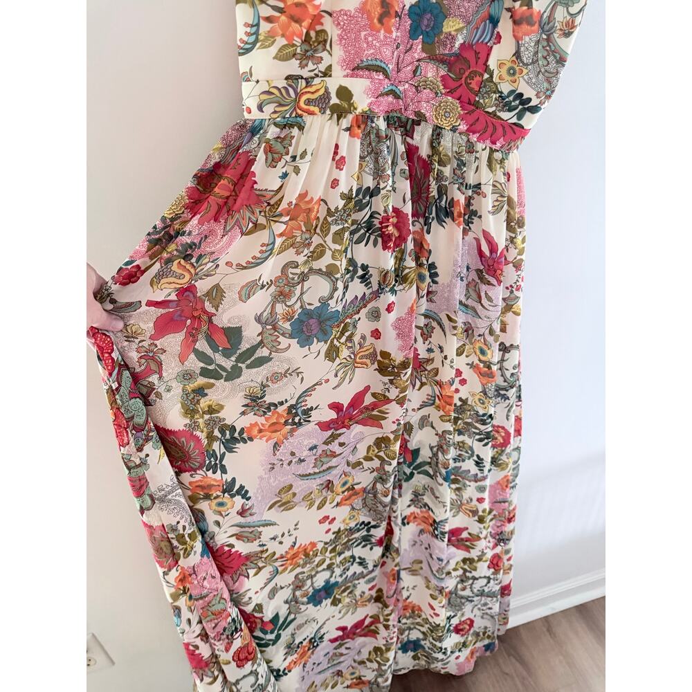Lulus Lilja Cream Floral Paisley Print Maxi Dress-Size Medium - Picture 5 of 7